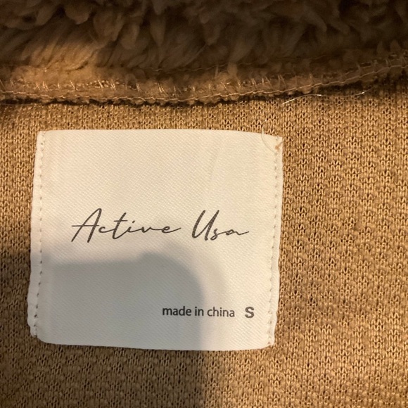 Active USA brown Sherpa cropped jacket, S - Picture 3 of 6